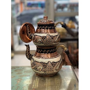 2li Çaydanlık Hakiki Bakır Demlik Set