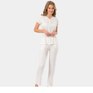 Kısa Kollu Pijama 3236/Krem