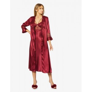 Pierre Cardin 6'lı Bordo Uzun Gecelik Sabahlık Set 6025
