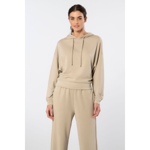 Türen Kadin Kapüsonlu Boru Paça Esofman Takimi 3608/Bej